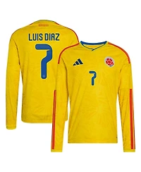 Adidas Men's Luis Diaz Yellow Colombia National Team 2026 Home Replica Long Sleeve Jersey