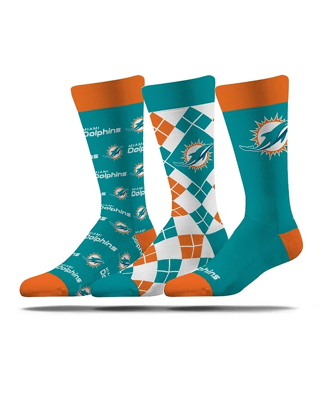 Strideline Men's and Women's 3-Pack Miami Dolphins Business Knit Crew Socks