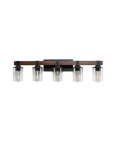 Busdays Inch Rustic Light Vanity Light Industrial Bathroom Wall Sconce with Glass Shades Wood Accent Modern Farmhouse Lighting Fixture No Bulbs