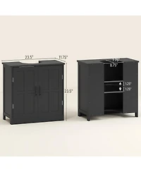 Sillysis 23.5 Inch Under Sink Bathroom Cabinet with Adjustable Shelf, Double Door Storage Organizer, Space Saving Vanity for Small Bathrooms