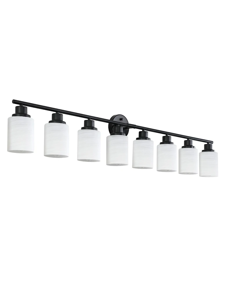 Busdays 52 Inch Modern 8 Light Vanity Bathroom Mirror Light Frosted White Glass with Iron Frame Contemporary Wall Sconce for Bedroom Bathroom Dressing