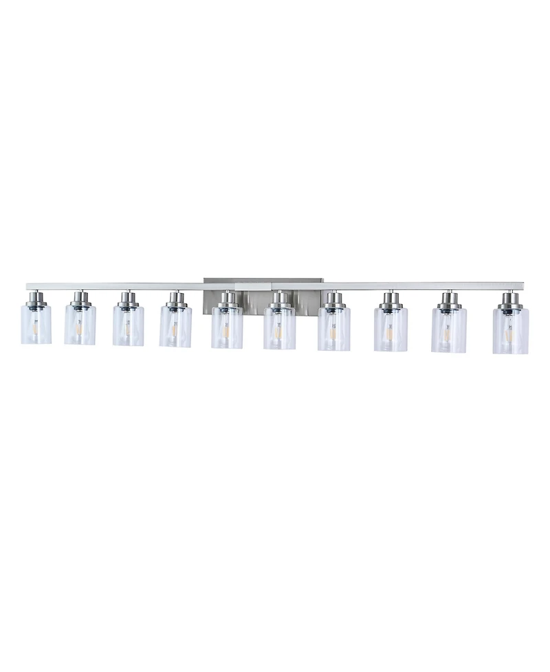 Busdays 10 Light Brushed Nickel Bathroom Vanity Light Fixture with Clear Glass Wall Sconce Over Mirror Large Vanity Lighting