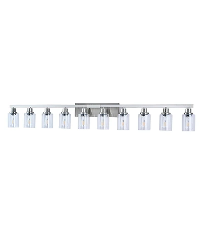 Busdays 10 Light Brushed Nickel Bathroom Vanity Light Fixture with Clear Glass Wall Sconce Over Mirror Large Vanity Lighting