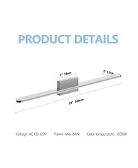 Busdays 39 Inch 24W Daylight Modern Led Bathroom Vanity Light Fixture Over Mirror Vanity Lighting