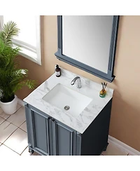 Sillysis 31/37/43 Inch Sintered Stone Bathroom Vanity Top with Rectangular Undermount Sink, 4 Inch Backsplash