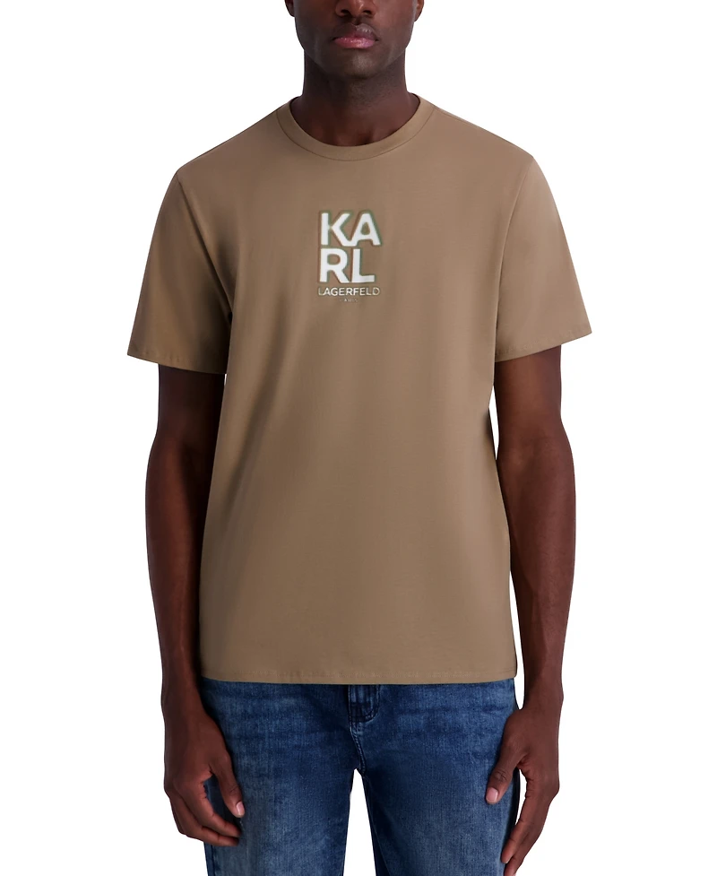 Karl Lagerfeld Paris Men's Broken Mirror Effect Logo Graphic T-Shirt
