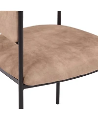 LeisureMod Cyril Modern Leather Dining Chair - Upholstered Padded Seat, Open Back, Powder-Coated Iron Frame