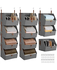 gaomon Hanging Closet Organizer 4 Tier, Non-Woven Fabric Storage Shelves with Collapsible Baskets, Space-Saving Hanging Organizer for Bedroom, Dorm