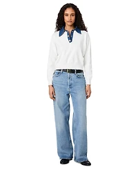 French Connection Women's Denim Knit Collared Sweater