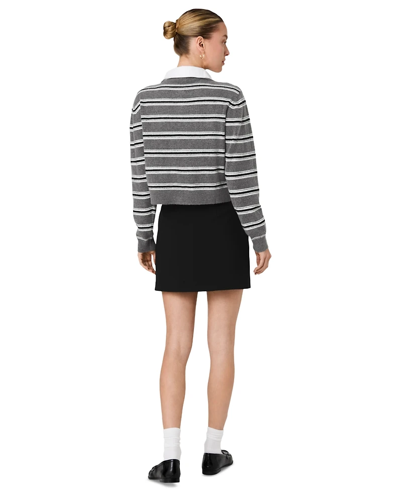 French Connection Women's Yulia Knit Campus Oversized Cropped Stripe Sweater