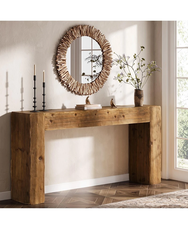 Slickblue Modern Wood Console Table 63 Inch for Entryway and Sofa Back