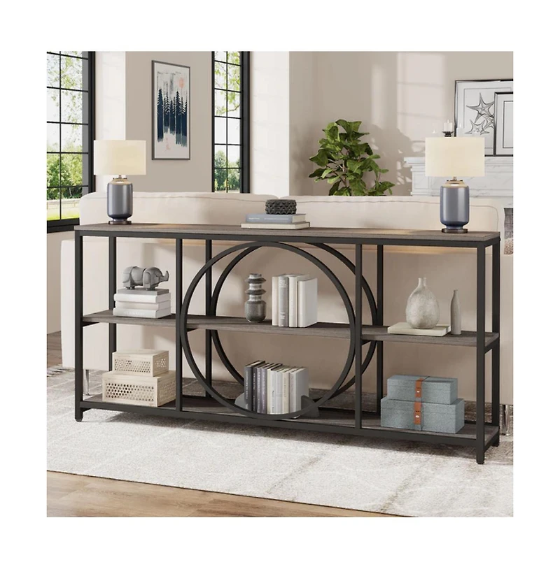 Slickblue Modern Narrow Console Table with 3-Tier Shelves for Entryway and Hallway Storage