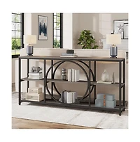 Slickblue Modern Narrow Console Table with 3-Tier Shelves for Entryway and Hallway Storage