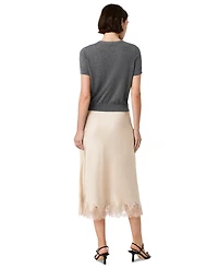 French Connection Women's Ennis Satin Lace Midi Skirt