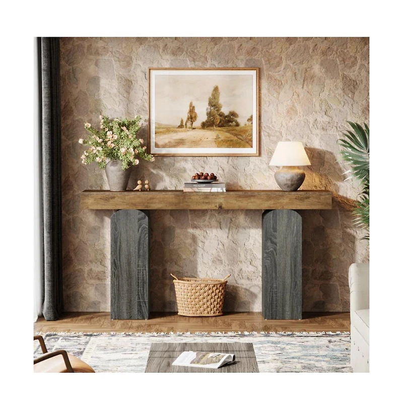 SlickblueFarmhouse Entryway Console Table with 2 Arched Pedestal Legs
