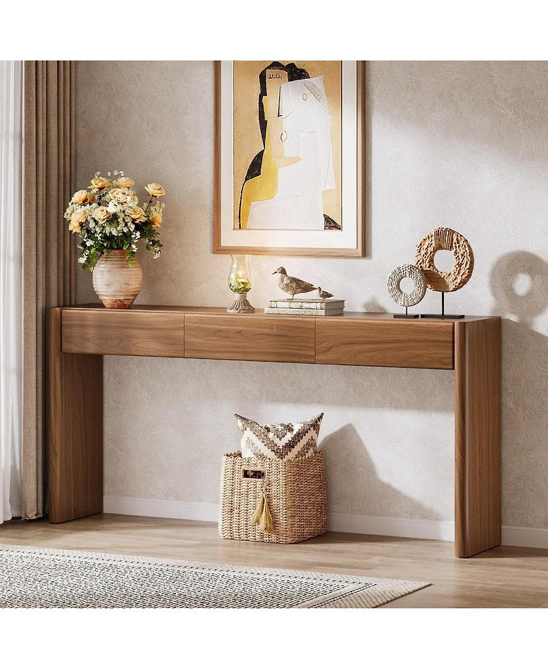 Slickblue Entryway Console Table with 3 Drawers, Wooden Sofa Table