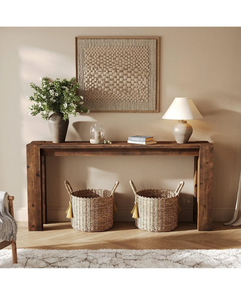 Slickblue Long Solid Wood Sofa Console Table for Entryway or Hallway