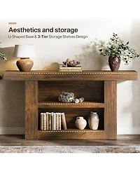 Slickblue 3-Tier Farmhouse Sofa Console Table with U-Shaped Base for Entryway