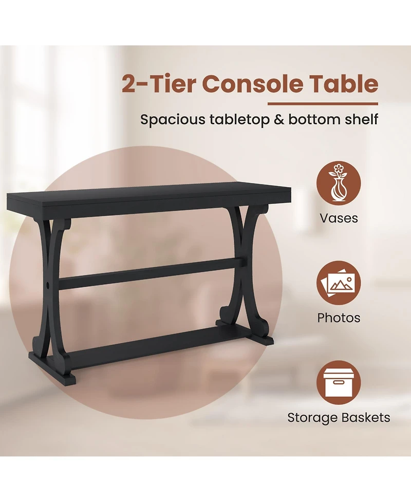 Slickblue Long Narrow Console Table with Open Shelf for Entryway