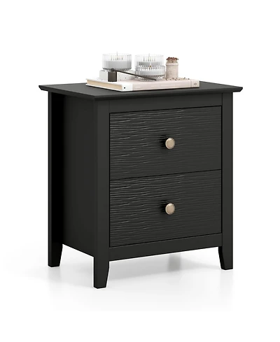 Gymax Modern Nightstand w/ Storage 2 Drawers and Support Legs for Bedroom
