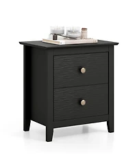 Gymax Modern Nightstand w/ Storage 2 Drawers and Support Legs for Bedroom