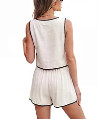 Cupshe Women's Crew Neck Short Set