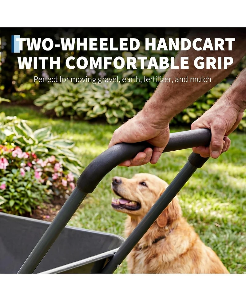 gaomon Heavy Duty Wheelbarrow Garden Cart with Dual Wheels and Built-In Stand 600 lbs Capacity Utility Cart for Yard Garden and Outdoor