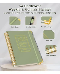 Gnuadz Planner 2026-2027 Weekly Monthly Hardcover Spiral Agenda - a4 (jan 2026