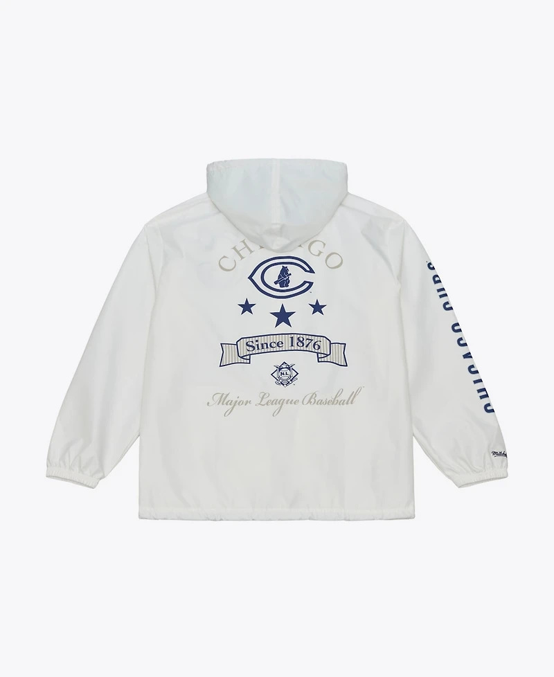 Mitchell & Ness Men's White Chicago Cubs Yacht Rock Coaches Full-Snap Hooded Windbreaker Jacket