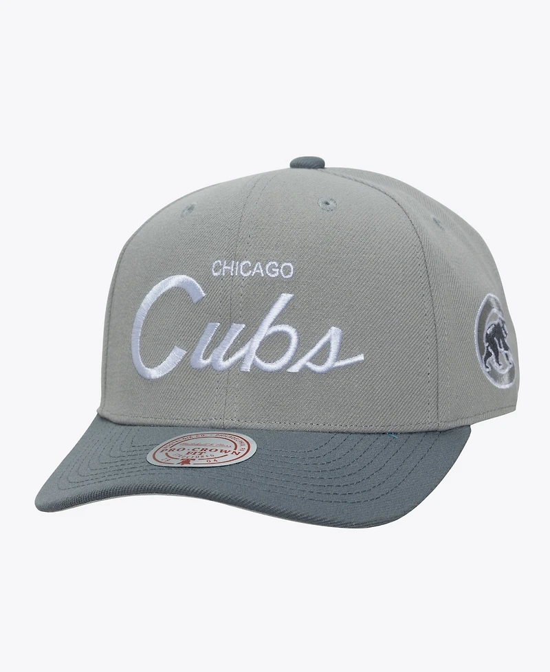Mitchell & Ness Men's Gray Chicago Cubs Thunderstorm Head Coach Pro-Crown Adjustable Hat