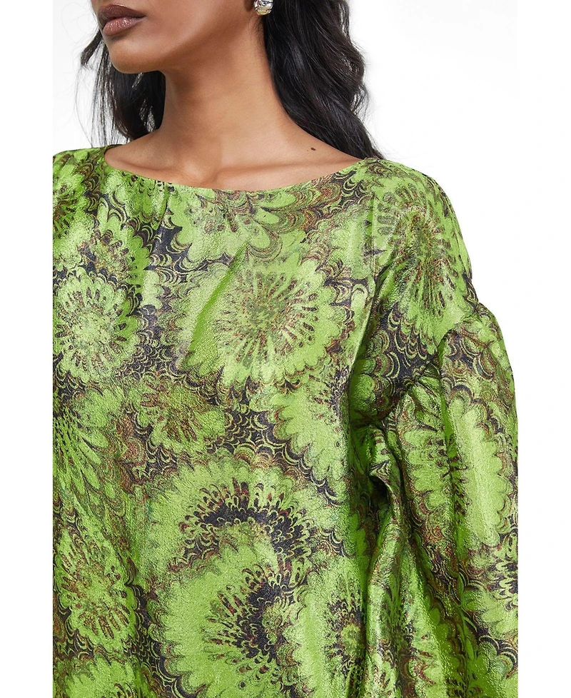 Warehouse Women's Asymmetric Seam Volume Sleeve Midi Dress
