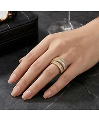 Sterling Silver Cubic Zirconia Crossover Channel Ring