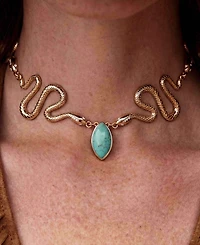 Ettika Gold-Plated Turquoise Serpentina Snake Choker Necklace