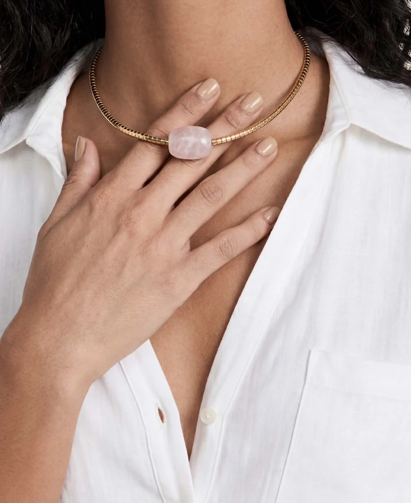 Ettika Gold-Plated Gold Beaded Rose Nugget Necklace