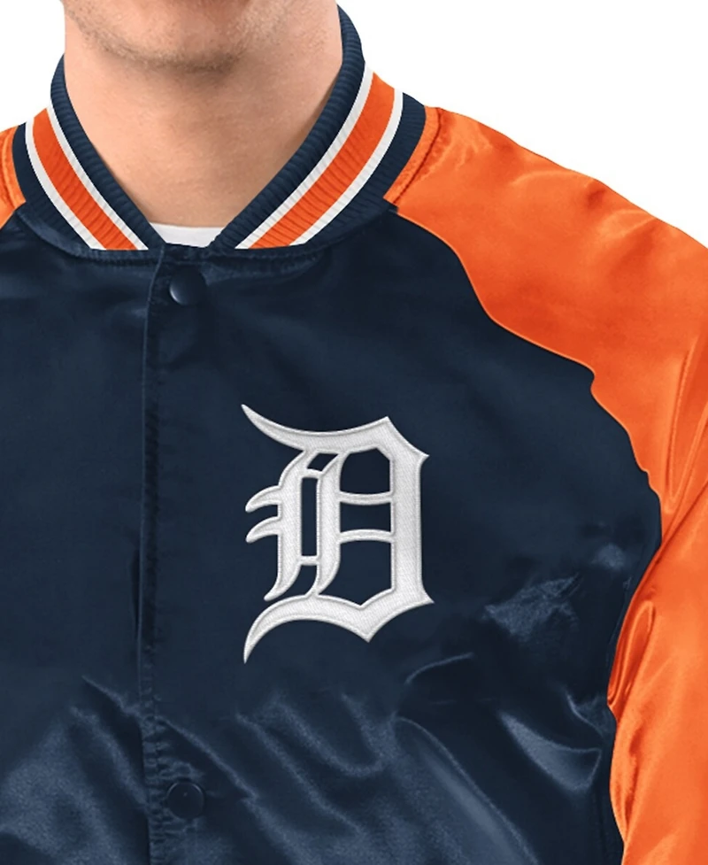Starter Men's Navy/Orange Detroit Tigers Raglan Blitz Varsity Jacket