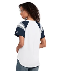 Starter Women's White New York Yankees Game On Notch Neck Raglan T-Shirt
