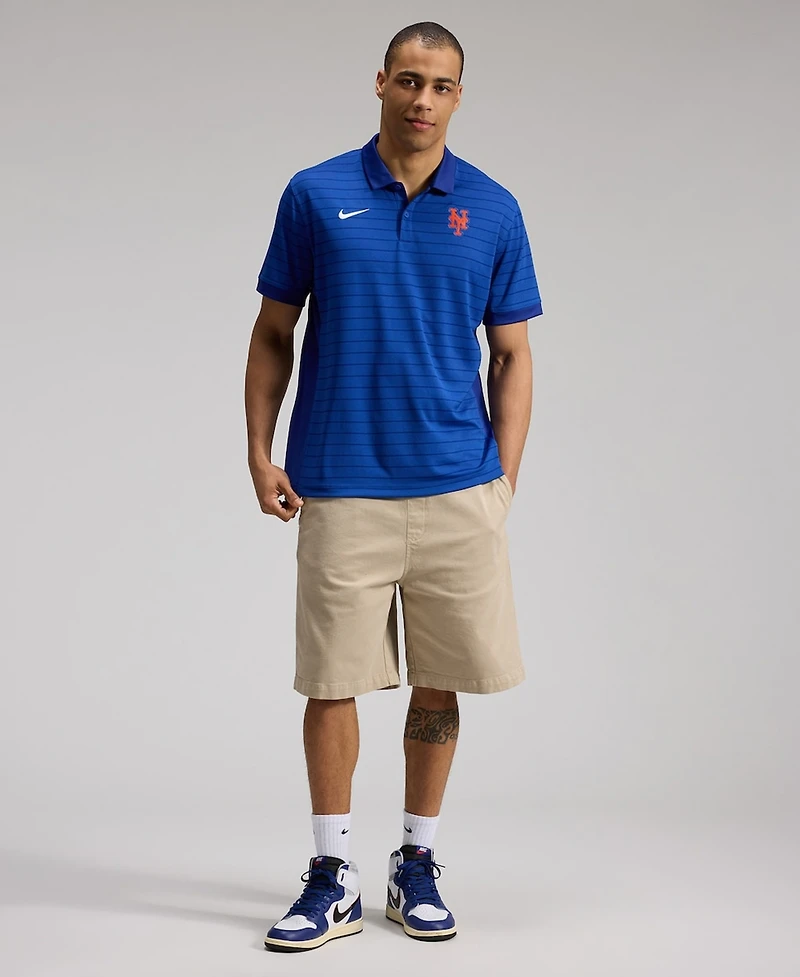 Nike Men's Royal New York Mets Authentic Collection Striped Victory Dri-fit Polo Shirt