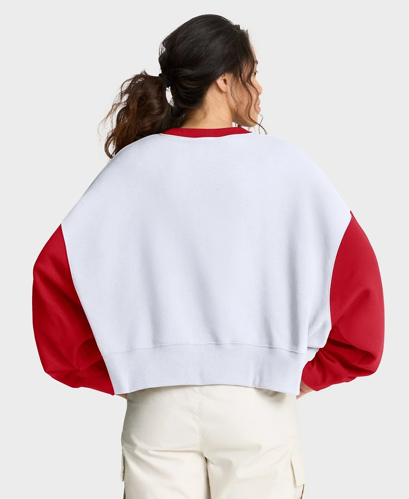 Nike Women's White/Red Cincinnati Reds Oversized High Hip Fleece Sweatshirt