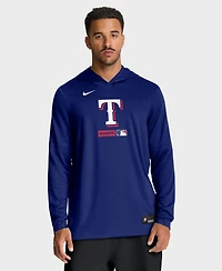 Nike Men's Royal Texas Rangers Authentic Collection Dri-fit Long Sleeve Hooded T-Shirt