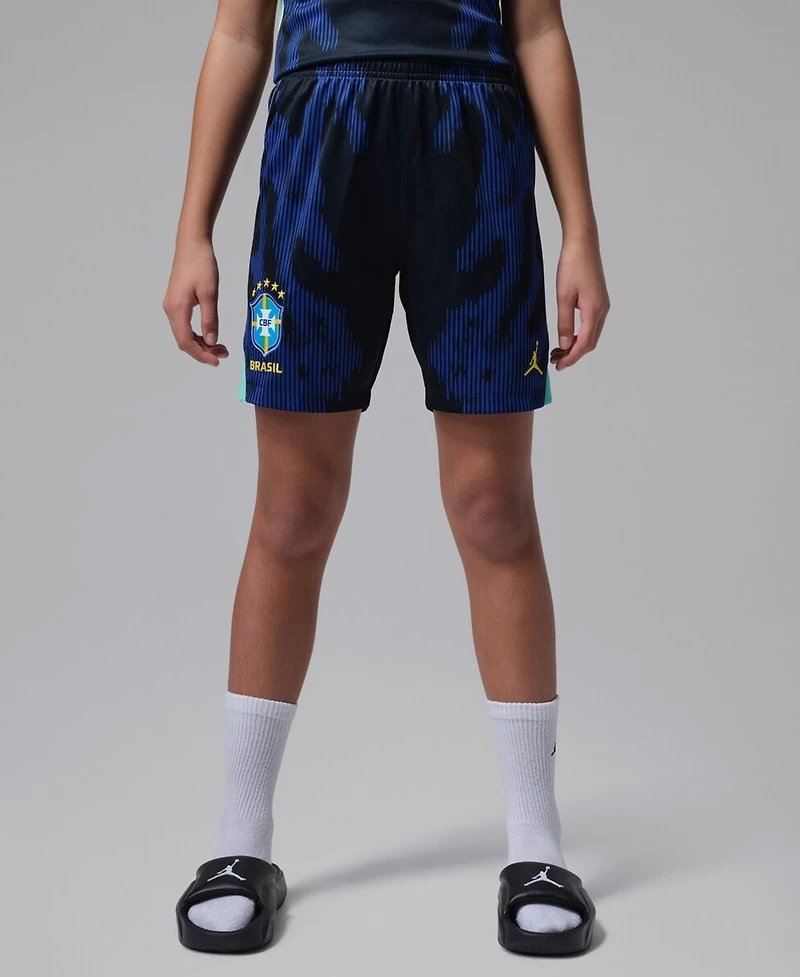 Jordan Big Boys and Girls Blue Brazil National Team Dri-fit Stadium Replica Shorts