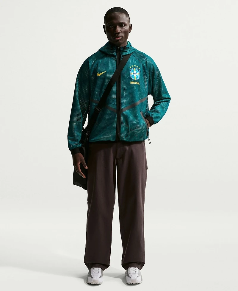 Nike Men's Green Brazil National Team 2026 Anthem Mesh Dri-fit Full-Zip Hooded Jacket