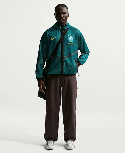 Nike Men's Green Brazil National Team 2026 Anthem Mesh Dri-fit Full-Zip Hooded Jacket
