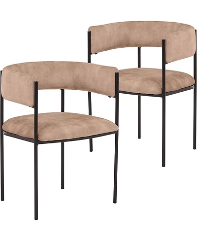 LeisureMod Cyril Modern Leather Dining Chair Set of 2 - Upholstered Padded Seat, Open Back, Powder-Coated Iron Frame