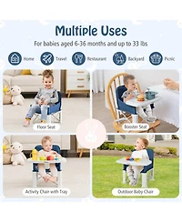 Costway Baby Travel Booster Seat with Double Tray Portable Folding Dining Chair