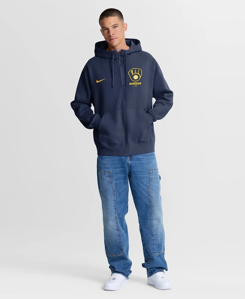 Nike Men's Navy Milwaukee Brewers Primetime Lockup Full-Zip Hoodie
