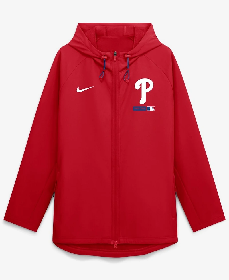 Nike Men's Red Philadelphia Phillies Authentic Collection Raglan Therma-fit Full-Zip Hooded Jacket