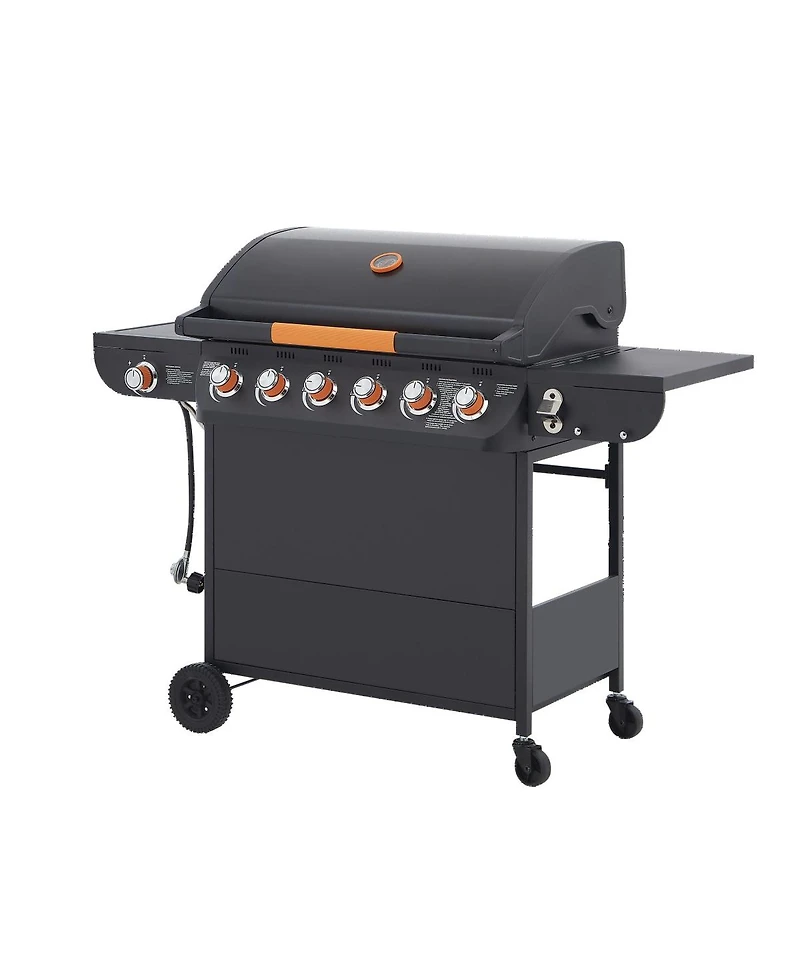 Asagikoiai 6 Burner Propane Gas Grill with Side Burner, 72000 Btu Stainless Steel Outdoor Bbq