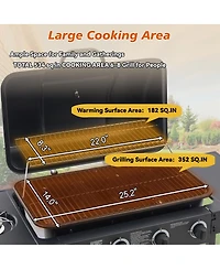 Asagikoiai 4 Burner Bbq Gas Grill with Side Burner, Stainless Steel Outdoor Barbecue for Patio