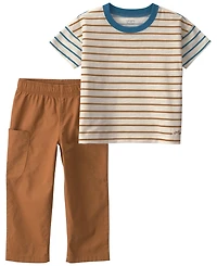 Carter's Toddler Boys' 2T-5T Striped Short-Sleeve T-Shirt and Pant, 2-Piece Set