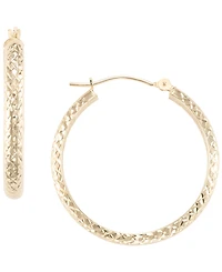Italian Gold Round Inside-Out Diamond Cut Hoop Earrings in 10k Yellow Gold
